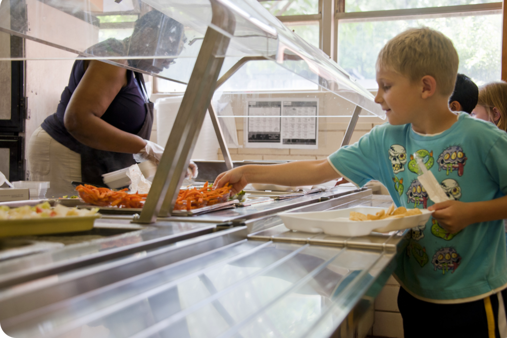 Students dining in a university dining hall
